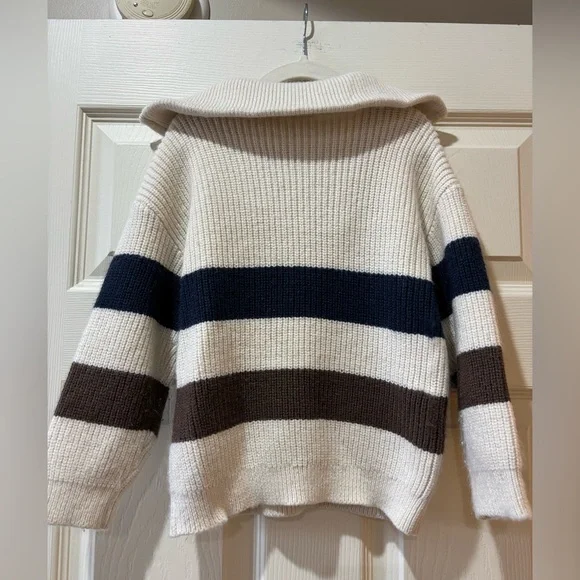Zara Striped Half-Zip Sweater - Picture 4 of 4